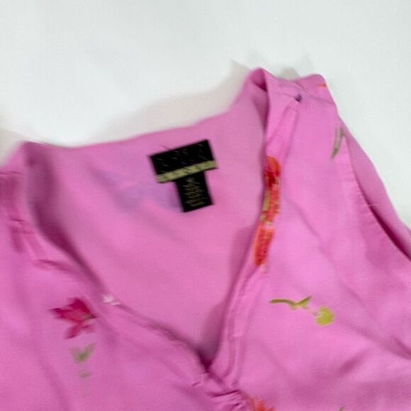 Sigrid Olsen Midi Dress Womens 12 90s Y2k Floral Surplice Sleeveless Pink - Picture 2 of 10